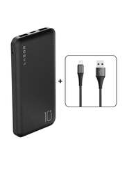 Lazor 10000mAh Boost 10 Wired Power Bank with Lazor Flux USB to Lightning IPhone Charging Cable, PB79 + CL85, Black