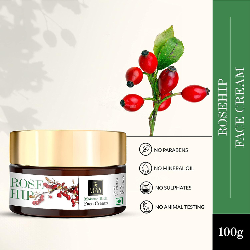 Good Vibes Rosehip Moisture-Rich Face Cream, 100gm