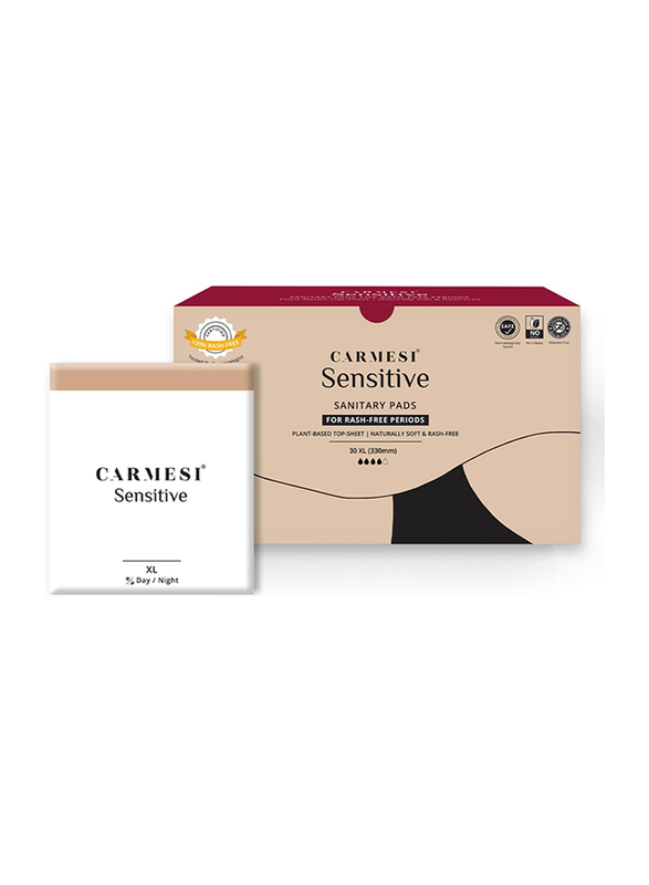 Carmesi Sensitive Sanitary Pads, Extra Large, 30 Pads