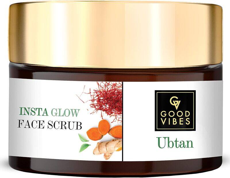 

Good Vibes Ubtan Insta Glow Gentle Exfoliator Detoxifying Brightening Nourishing Face Scrub for All Skin Types, 50gm