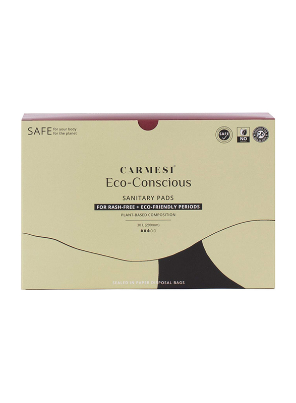 Carmesi Natural & Biodegradable Sanitary Pads, Regular, 30 Pieces