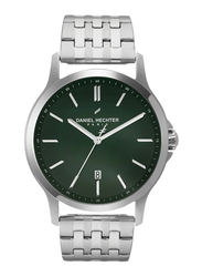 Daniel Hechter Analog Watch for Men with Stainless Steel Band, Water Resistant, DHG00207, Silver-Green