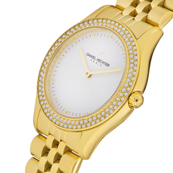 Daniel Hechter Analog Watch for Women with Stainless Steel Band, Water Resistant, DHL00603, Gold-White