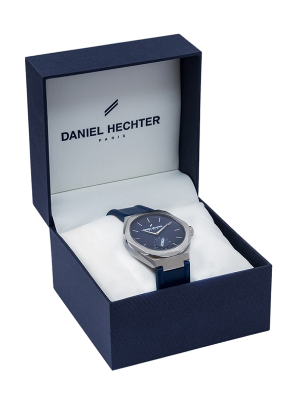 Daniel Hechter Analog Watch for Men with Leather Genuine Band, Water Resistant, DHG00301, Blue