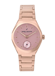 Daniel Hechter Analog Watch for Women with Stainless Steel Band, Water Resistant, DHL00205, Rose Gold-Pink