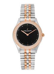 Daniel Hechter Analog Watch for Women with Stainless Steel Band, Water Resistant, DHL00601, Rose Gold-Black