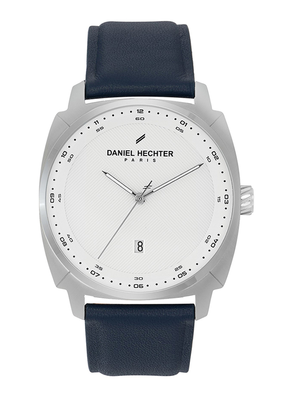 Daniel Hechter Analog Watch for Men with Leather Genuine Band, Water Resistant, DHG00104, Blue-Silver