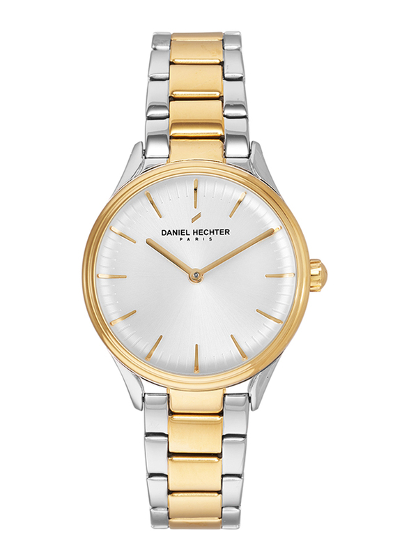 Daniel Hechter Analog Watch for Women with Stainless Steel Band, Water Resistant, DHL00103, Silver/gold-Silver