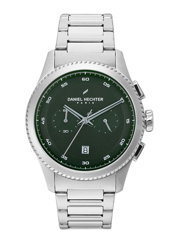 Daniel Hechter Analog Watch for Men with Stainless Steel Band, Water Resistant, DHG00404, Silver-Green