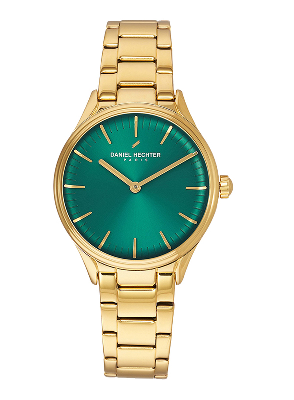 Daniel Hechter Analog Watch for Women with Stainless Steel Band, Water Resistant, DHL00104, Gold-Turquoise