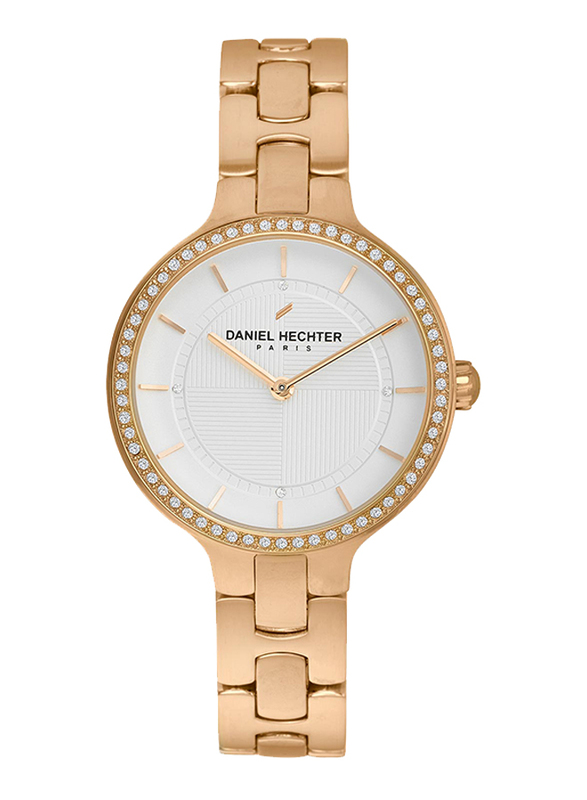 Daniel Hechter Analog Watch for Women with Stainless Steel Band, Water Resistant, DHL00301, Rose Gold-Silver