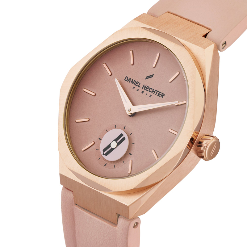 Daniel Hechter Analog Watch for Women with Leather Genuine Band, Water Resistant, DHL00202, Pink