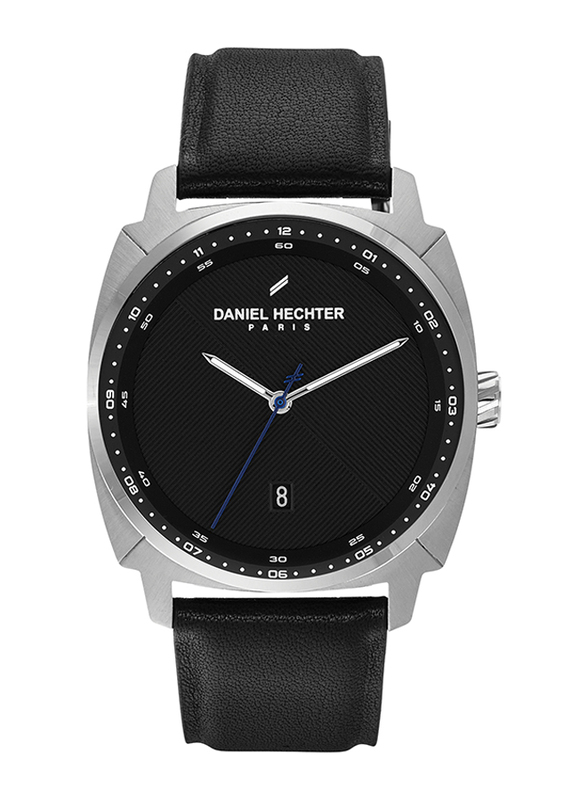 Daniel Hechter Analog Watch for Men with Leather Genuine Band, Water Resistant, DHG00102, Black