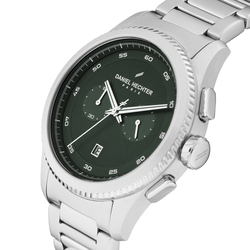 Daniel Hechter Analog Watch for Men with Stainless Steel Band, Water Resistant, DHG00404, Silver-Green