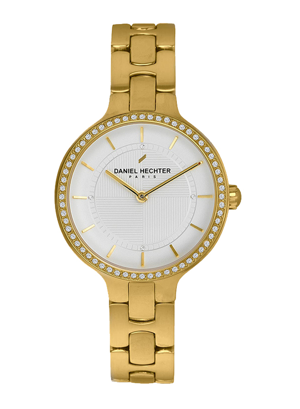 Daniel Hechter Analog Watch for Women with Stainless Steel Band, Water Resistant, DHL00304, Gold-Silver
