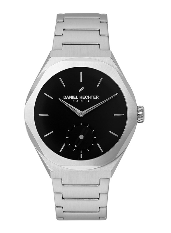 Daniel Hechter Analog Watch for Men with Stainless Steel Band, Water Resistant, DHG00306, Silver-Black