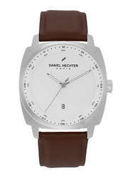 Daniel Hechter Analog Watch for Men with Leather Genuine Band, Water Resistant, DHG00101, Brown-Silver