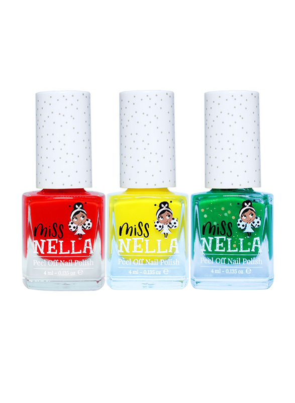 Miss Nella Traffic Lights Nail Polish Set, 3-Piece, 4ml, Red/Yellow/Green