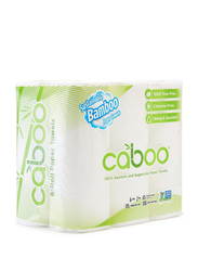 Caboo Pack of 6 Roll Towel, 75 Pieces, White