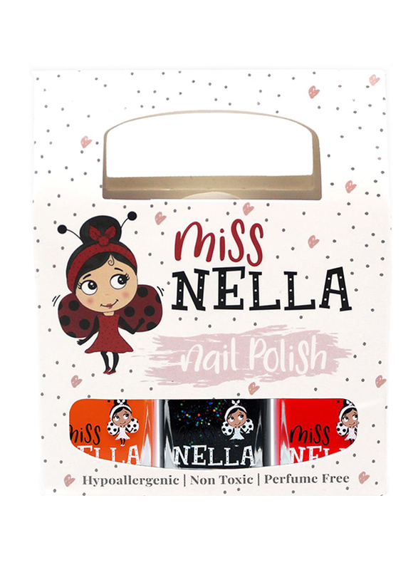 Miss Nella Halloween Special Nail Polish Set, 3-Piece, 4ml, Orange/Red/Black