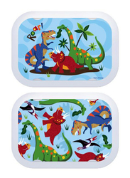 يوبو غطاء مزين برسمة ديناصور، قطعتين - أزرق