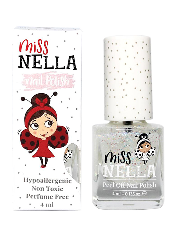 Miss Nella Peel off Kids Nail Polish, 4ml, Confetti Clouds, Clear