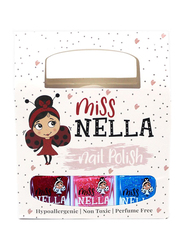 Miss Nella Winter Glitters Nail Polish Set, 3-Piece, 4ml, Red/Pink/Blue