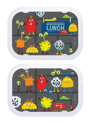 Yubo 2-Piece Little Monster Face Plate Set, Grey/Yellow