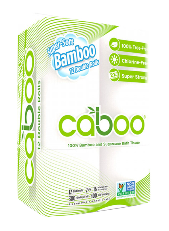 Caboo 2 Ply Bathroom Tissue, Pack of 12