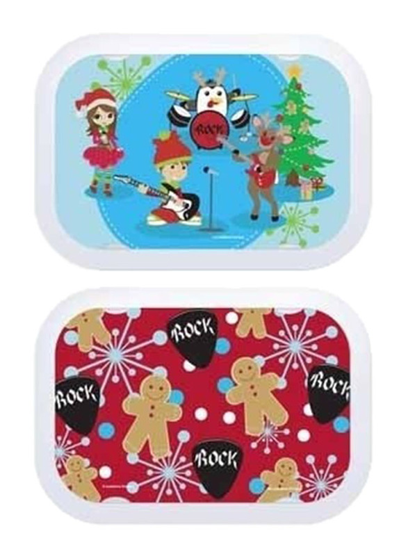 Yubo 2-Piece Christmas Rocks Face Plate Set, Blue/Red