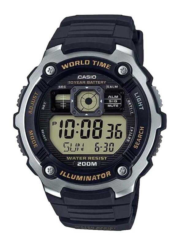 

Casio Digital Watch for Men with Resin Band, Water Resistant, AE-2000W-9AVDF, Black-Grey