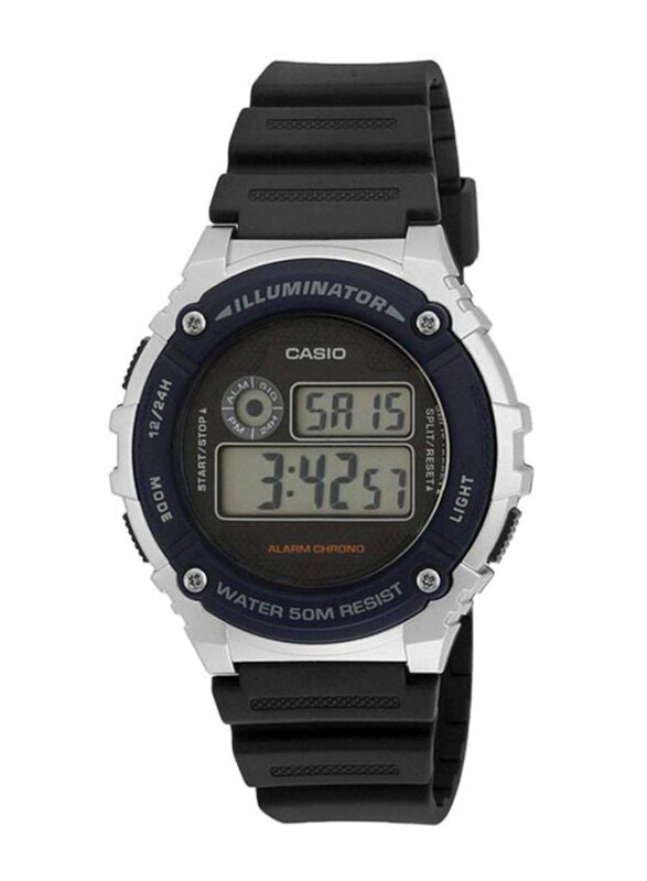 

Casio Digital Watch for Men with Resin Band, Water Resistant, W-216H-2AVDF, Black-Grey