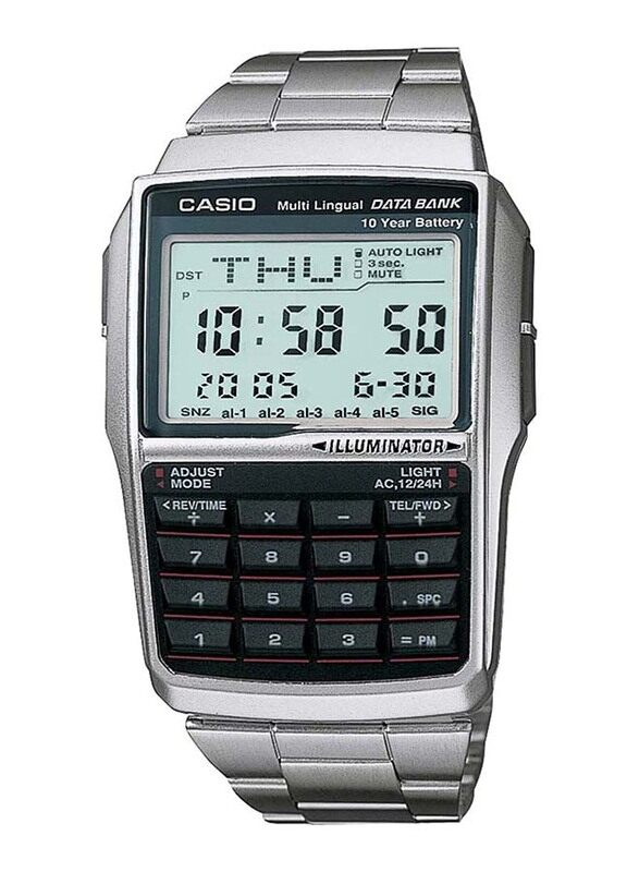 

Casio Vintage Collection Digital Watch for Men with Stainless Steel Band, Water Resistant, DBC-32D-1ADF 2888, Silver-Grey