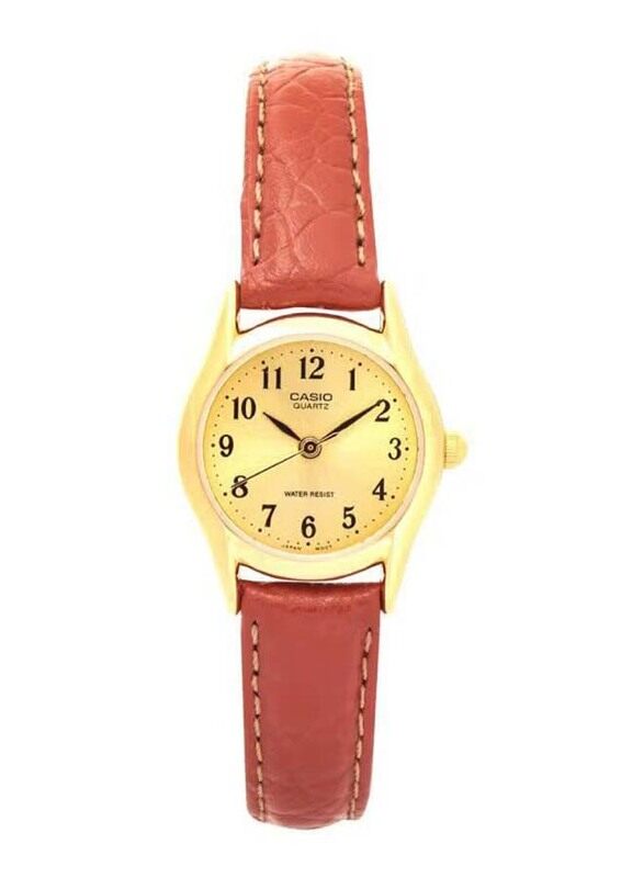 

Casio Analog Quartz Watch for Women with Leather Band, Water Resistant, LTP-1094Q-9BRDF, Brown-Gold