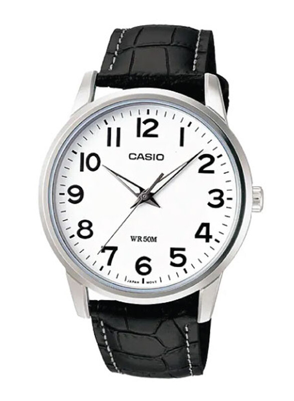 

Casio Enticer Analog Watch for Women with Leather Band, Water Resistant, LTP-1303L-7BVDF, Black-White