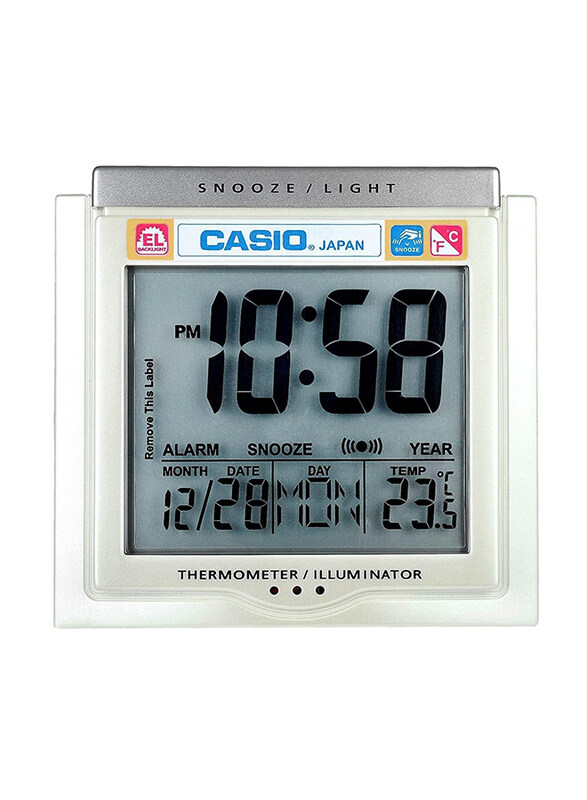 

Casio Multi Function Digital Thermometer Table Top Alarm Clock, DQ-750F-7DF, White