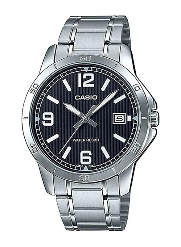 

Casio Analog Watch for Men with Stainless Steel Band & Date Display, Water Resistant, MTP-V004D-1B2UDF, Silver-Black