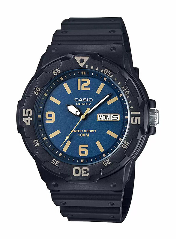 

Casio Youth Series Analog Watch for Men with Resin Band, Water Resistant, MRW-200H-2B3VDF, Black-Blue