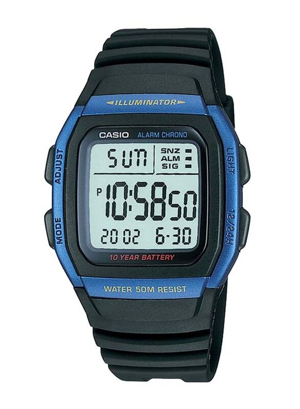 

Casio Digital Watch for Men with Resin Band, Water Resistant, W-96H-2AVDF, Black-Grey