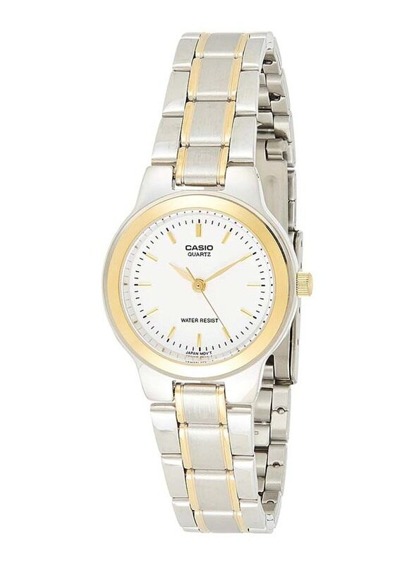 

Casio Analog Quartz Watch for Women with Stainless Steel Band, Water Resistant, LTP-1131G-7ARDF, Silver-Gold/Gold-White