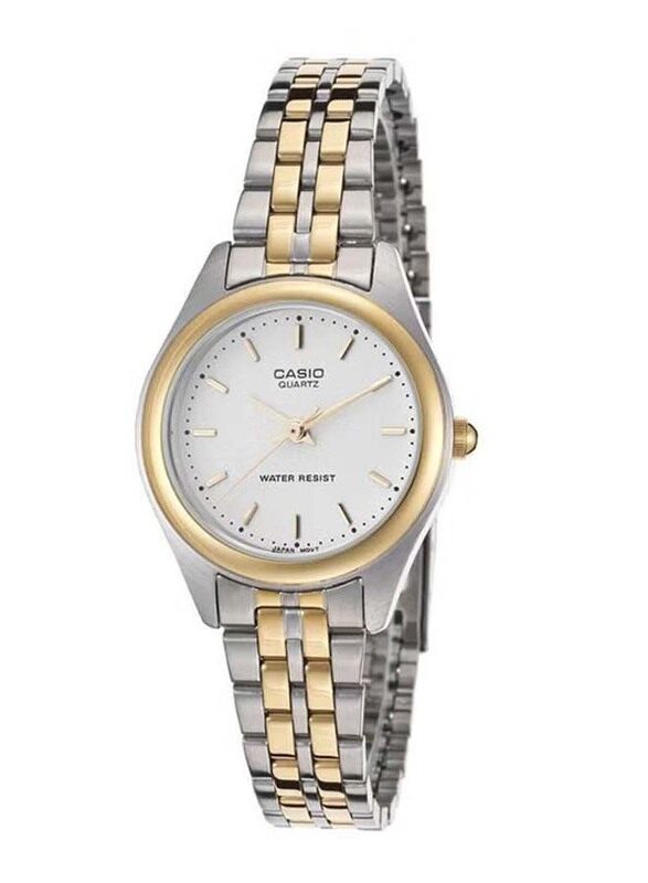 

Casio Analog Quartz Watch for Women with Stainless Steel Band, Water Resistant, LTP-1129G-7ARDF, Silver-Gold/Gold-White