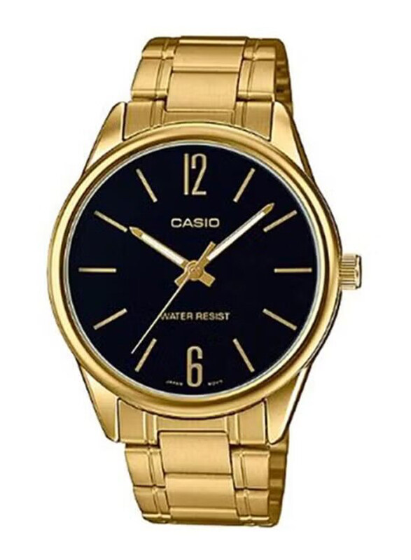 

Casio Dress Analog Quartz Watch for Men with Stainless Steel Band, Water Resistant, MTP-V005G-1BUDF, Gold-Black