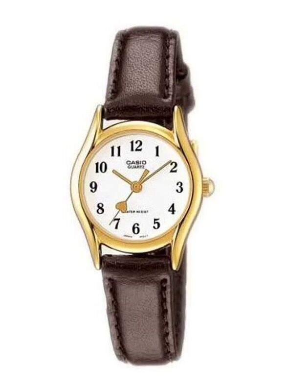 

Casio Analog Quartz Watch for Women with Leather Band, Water Resistant, LTP-1094Q-7B5RDF, Brown-White