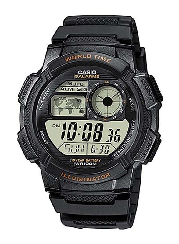 

Casio Digital Watch for Men with Resin Band, Water Resistant, AE-1000W-1AVD, Black-Grey