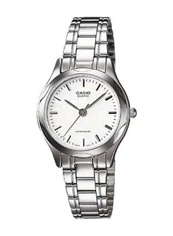 

Casio Analog Quartz Core Watch for Women with Stainless Steel Band, Water Resistant, LTP-1275D-7ADF, Silver-White