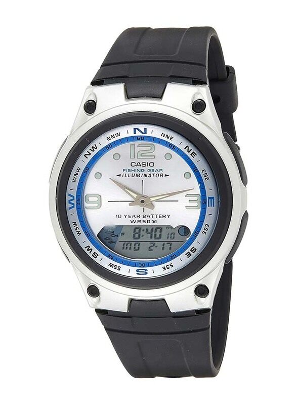 

Casio Youth Series Analog & Digital Watch for Men with Rubber Band, Water Resistant, AW-82-7AVDF, Black-Silver