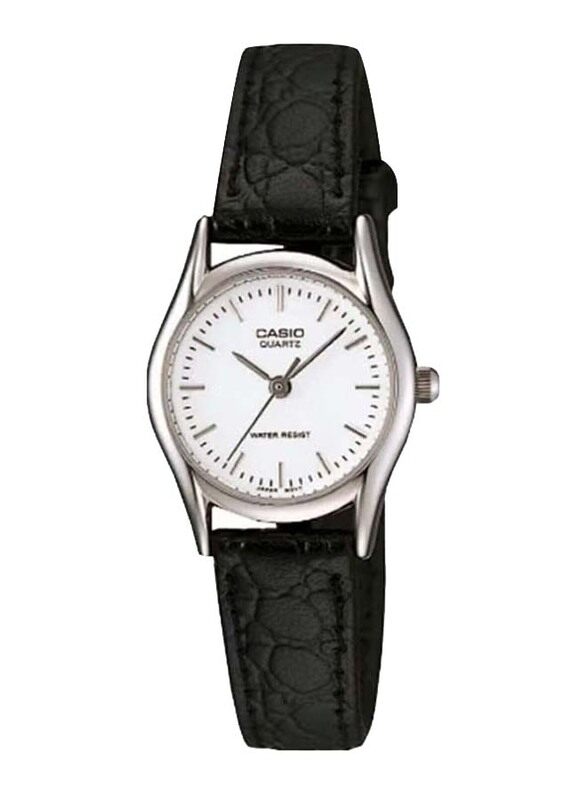 

Casio Analog Quartz Watch for Women with Leather Band, Water Resistant, LTP-1094E-7ARDF, Black-White