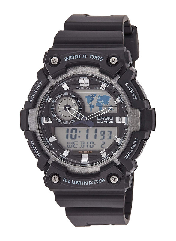 

Casio Youth Series Analog + Digital Watch for Men with Resin Band, Water Resistance, AEQ-200W-1AVDF, Black