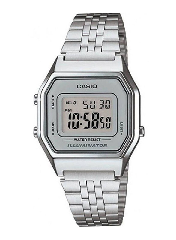 

Casio Vintage Collection Digital Watch Unisex with Stainless Steel Band, Water Resistant, LA680WA-7DF, Silver-Grey