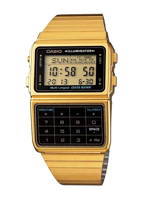 

Casio Vintage Collection Digital Watch for Men with Stainless Steel Band, Water Resistant, DBC-611G-1DF 3228, Gold-Grey